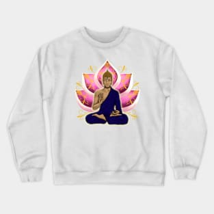 Abhaya Mudra Buddha with Pink Lotus Flower Crewneck Sweatshirt